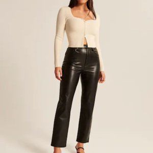 Abercrombie Curve Love Ankle Straight Black Leather Pants | Size 24/00